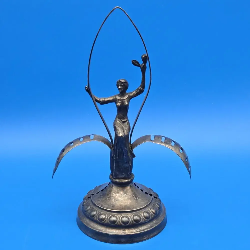 Antique Swedish Art Nouveau Nickel Silver Fruit Knife Holder Fruktknivshållare